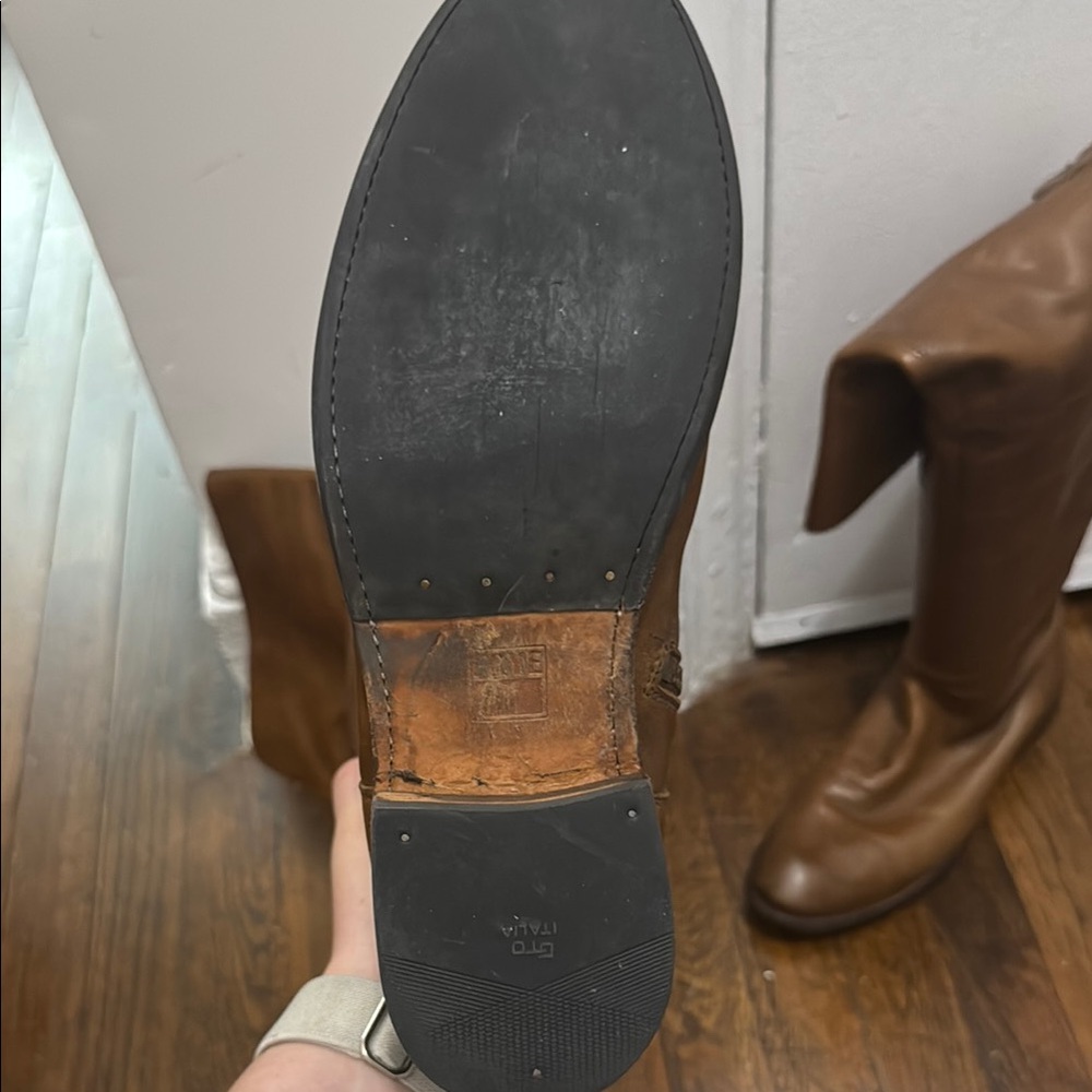 Frye Brown Over the Knee Leather Boots with Equestrian Design - Picture 3 of 5